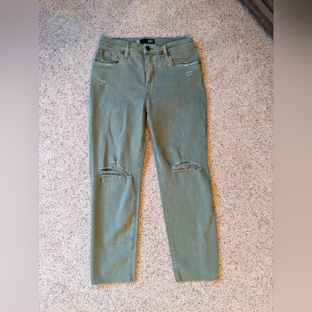 KUT Rachael fab ab jeans, size 8, army green